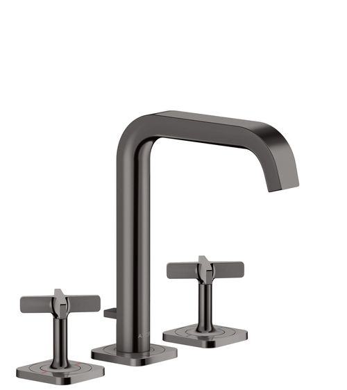 AXOR-HG-AXOR-Citterio-E-3-Loch-Waschtischarmatur-170-mit-Rosetten-und-Zugstangen-Ablaufgarnitur-Polished-Black-Chrome-36108330 gallery number 1